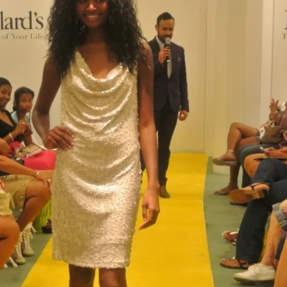 VINTAGE Nick Verreos Sequined Ivory Dress PRICE FIRM - Picture 10 of 12